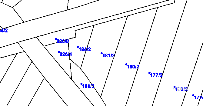 Parcela st. 181/2 v KÚ Lhotice u Jemnice, Katastrální mapa