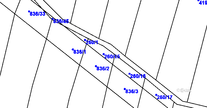 Parcela st. 260/15 v KÚ Lhotice u Jemnice, Katastrální mapa