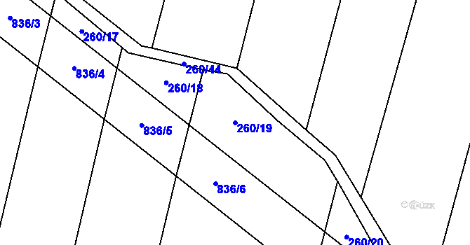 Parcela st. 260/19 v KÚ Lhotice u Jemnice, Katastrální mapa