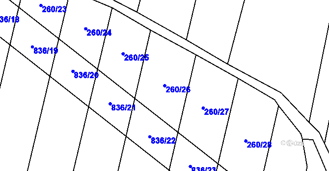 Parcela st. 260/26 v KÚ Lhotice u Jemnice, Katastrální mapa