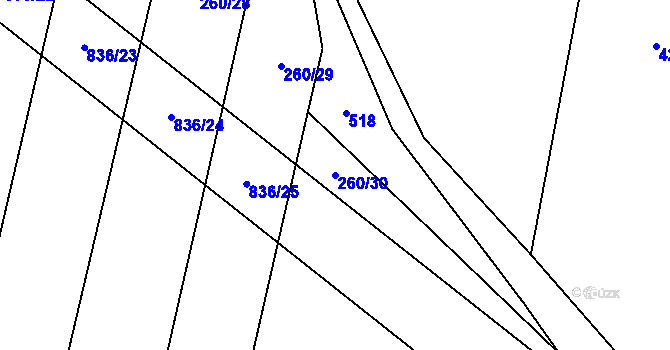 Parcela st. 260/30 v KÚ Lhotice u Jemnice, Katastrální mapa