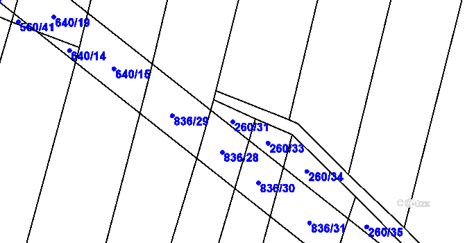 Parcela st. 260/31 v KÚ Lhotice u Jemnice, Katastrální mapa