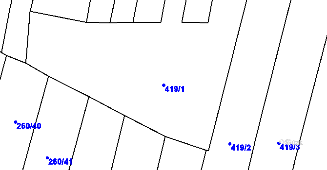 Parcela st. 419/1 v KÚ Lhotice u Jemnice, Katastrální mapa