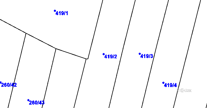 Parcela st. 419/2 v KÚ Lhotice u Jemnice, Katastrální mapa