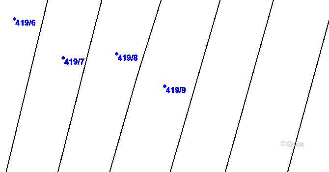 Parcela st. 419/9 v KÚ Lhotice u Jemnice, Katastrální mapa