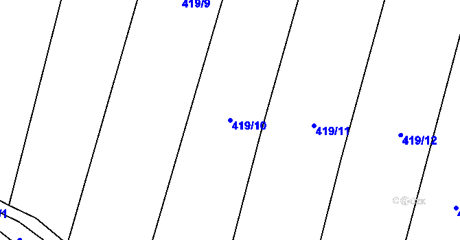 Parcela st. 419/10 v KÚ Lhotice u Jemnice, Katastrální mapa