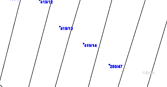 Parcela st. 419/14 v KÚ Lhotice u Jemnice, Katastrální mapa