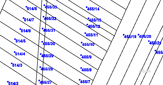 Parcela st. 455/10 v KÚ Lhotice u Jemnice, Katastrální mapa