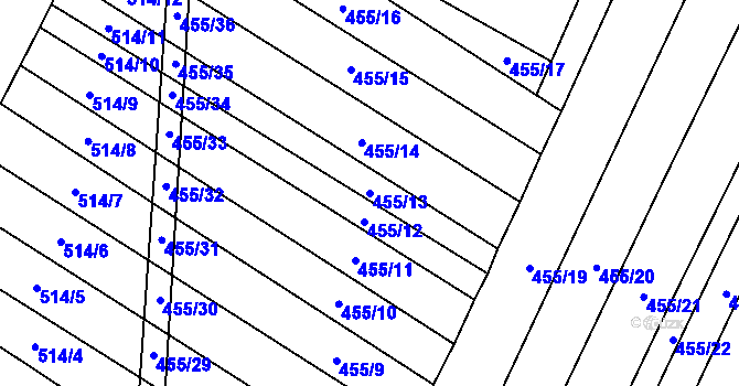 Parcela st. 455/13 v KÚ Lhotice u Jemnice, Katastrální mapa
