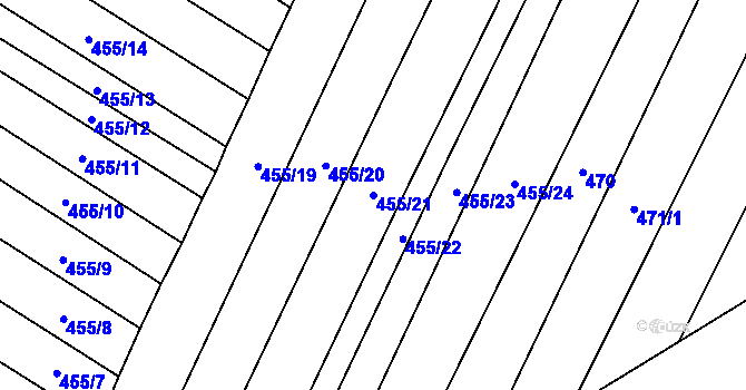 Parcela st. 455/21 v KÚ Lhotice u Jemnice, Katastrální mapa