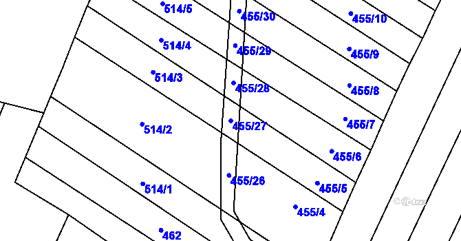 Parcela st. 455/27 v KÚ Lhotice u Jemnice, Katastrální mapa