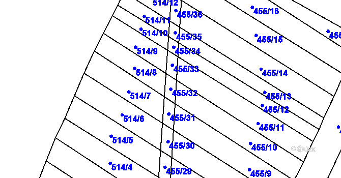 Parcela st. 455/32 v KÚ Lhotice u Jemnice, Katastrální mapa