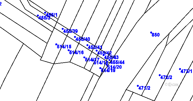 Parcela st. 455/42 v KÚ Lhotice u Jemnice, Katastrální mapa