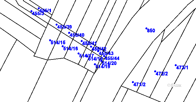 Parcela st. 455/43 v KÚ Lhotice u Jemnice, Katastrální mapa