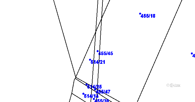 Parcela st. 455/45 v KÚ Lhotice u Jemnice, Katastrální mapa