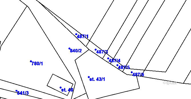Parcela st. 487/3 v KÚ Lhotice u Jemnice, Katastrální mapa