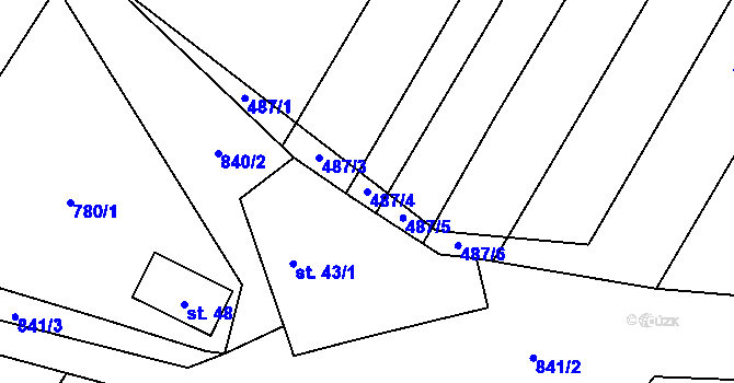 Parcela st. 487/4 v KÚ Lhotice u Jemnice, Katastrální mapa