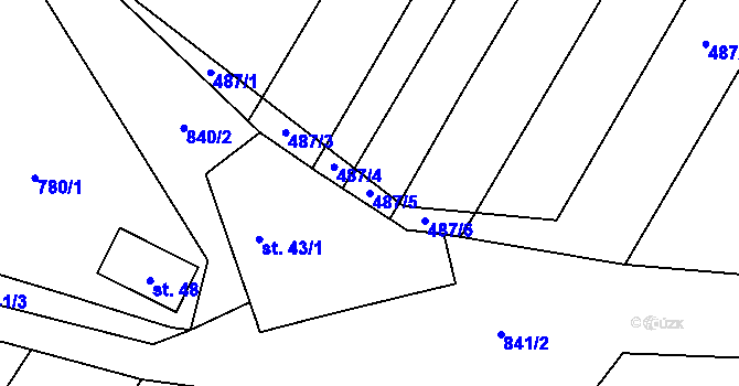 Parcela st. 487/5 v KÚ Lhotice u Jemnice, Katastrální mapa