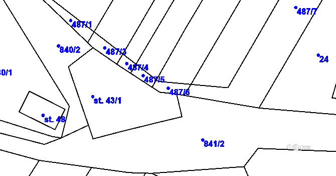 Parcela st. 487/6 v KÚ Lhotice u Jemnice, Katastrální mapa