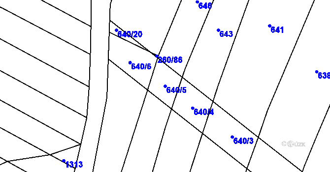 Parcela st. 640/5 v KÚ Lhotice u Jemnice, Katastrální mapa