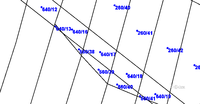 Parcela st. 640/17 v KÚ Lhotice u Jemnice, Katastrální mapa