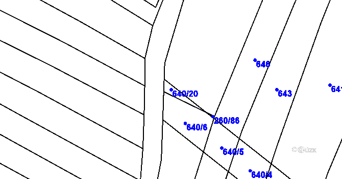 Parcela st. 640/20 v KÚ Lhotice u Jemnice, Katastrální mapa