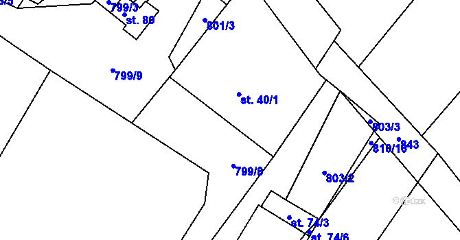 Parcela st. 799/11 v KÚ Lhotice u Jemnice, Katastrální mapa