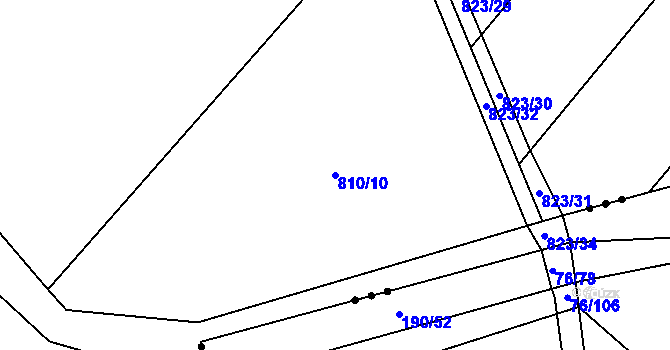 Parcela st. 810/10 v KÚ Lhotice u Jemnice, Katastrální mapa