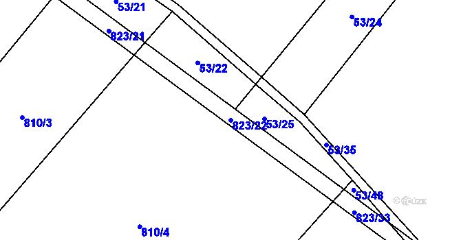 Parcela st. 823/22 v KÚ Lhotice u Jemnice, Katastrální mapa