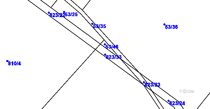 Parcela st. 823/33 v KÚ Lhotice u Jemnice, Katastrální mapa