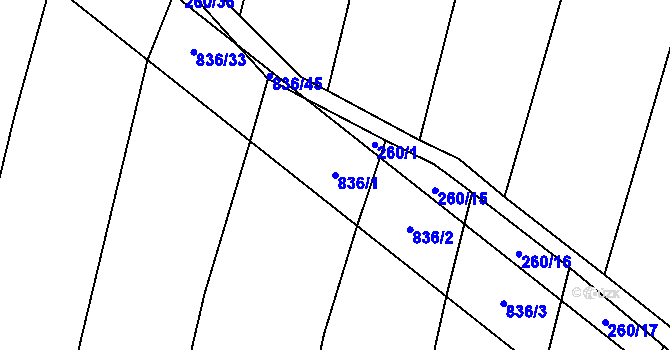 Parcela st. 836/1 v KÚ Lhotice u Jemnice, Katastrální mapa
