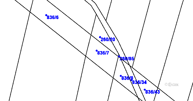Parcela st. 836/7 v KÚ Lhotice u Jemnice, Katastrální mapa