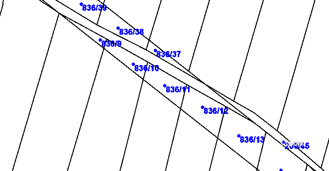 Parcela st. 836/11 v KÚ Lhotice u Jemnice, Katastrální mapa