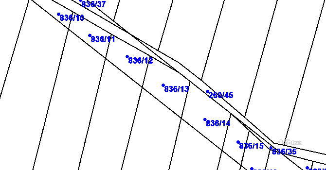 Parcela st. 836/13 v KÚ Lhotice u Jemnice, Katastrální mapa