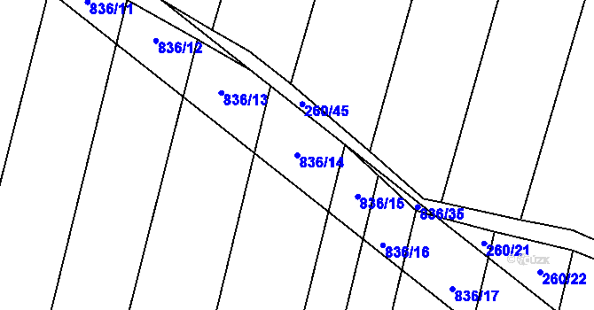 Parcela st. 836/14 v KÚ Lhotice u Jemnice, Katastrální mapa