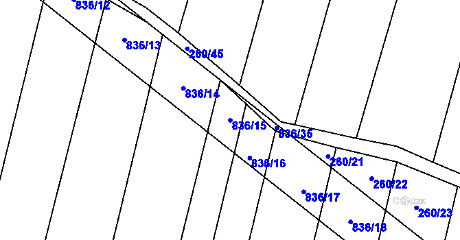 Parcela st. 836/15 v KÚ Lhotice u Jemnice, Katastrální mapa