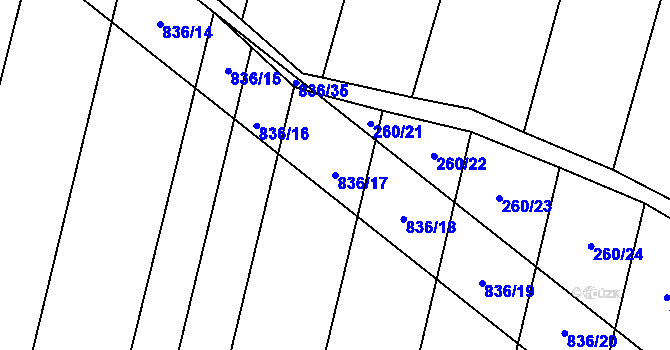 Parcela st. 836/17 v KÚ Lhotice u Jemnice, Katastrální mapa