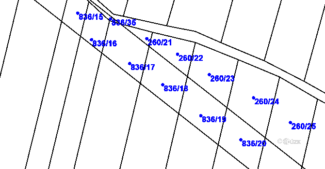 Parcela st. 836/18 v KÚ Lhotice u Jemnice, Katastrální mapa