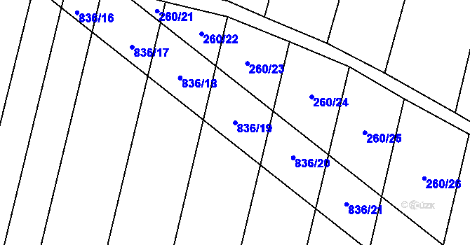Parcela st. 836/19 v KÚ Lhotice u Jemnice, Katastrální mapa