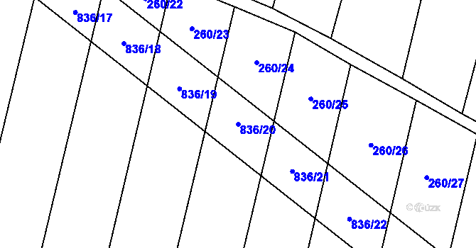 Parcela st. 836/20 v KÚ Lhotice u Jemnice, Katastrální mapa