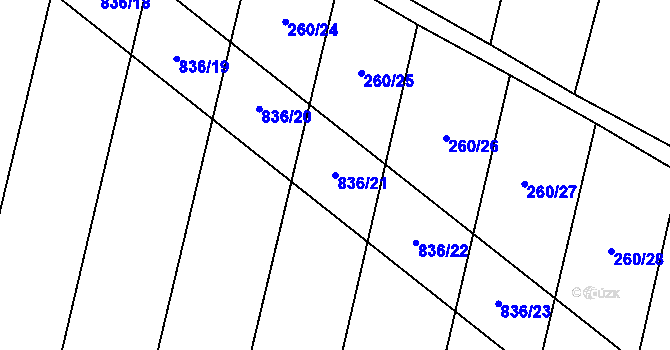 Parcela st. 836/21 v KÚ Lhotice u Jemnice, Katastrální mapa