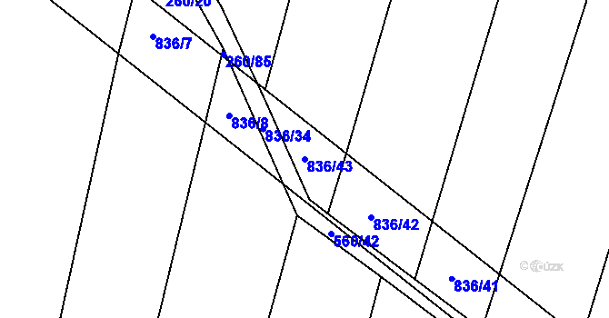 Parcela st. 836/43 v KÚ Lhotice u Jemnice, Katastrální mapa