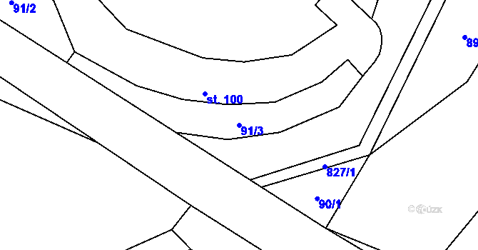 Parcela st. 91/3 v KÚ Lhotice u Jemnice, Katastrální mapa