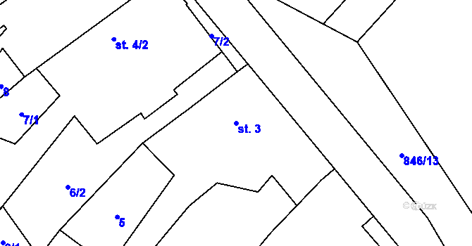 Parcela st. 3 v KÚ Lhotice u Jemnice, Katastrální mapa