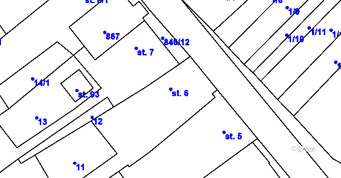 Parcela st. 6 v KÚ Lhotice u Jemnice, Katastrální mapa