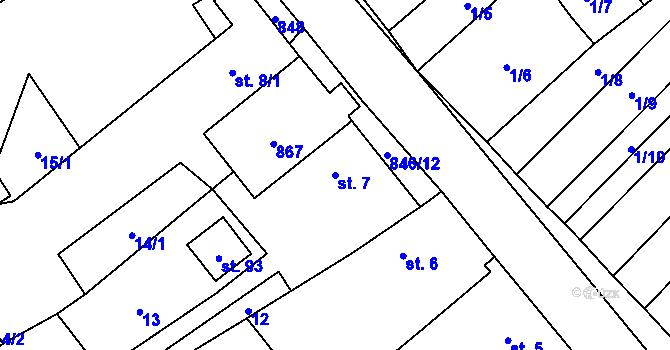 Parcela st. 7 v KÚ Lhotice u Jemnice, Katastrální mapa