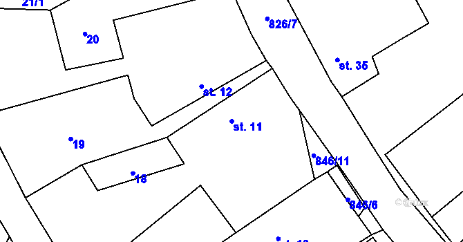 Parcela st. 11 v KÚ Lhotice u Jemnice, Katastrální mapa