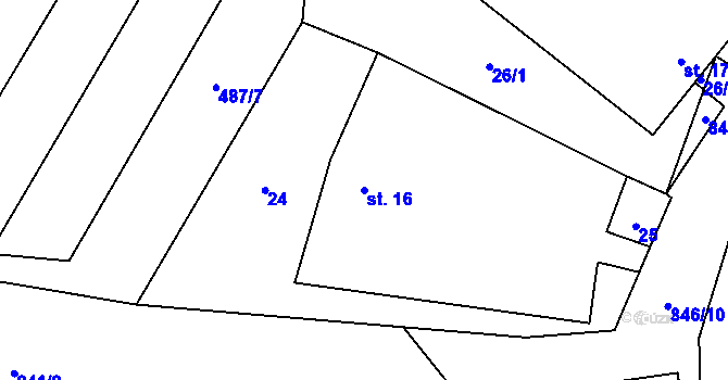 Parcela st. 16 v KÚ Lhotice u Jemnice, Katastrální mapa