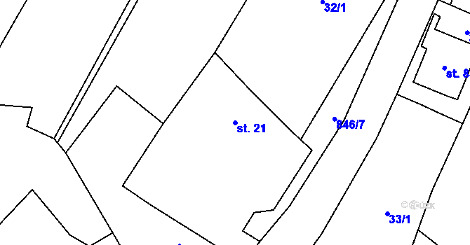 Parcela st. 21 v KÚ Lhotice u Jemnice, Katastrální mapa
