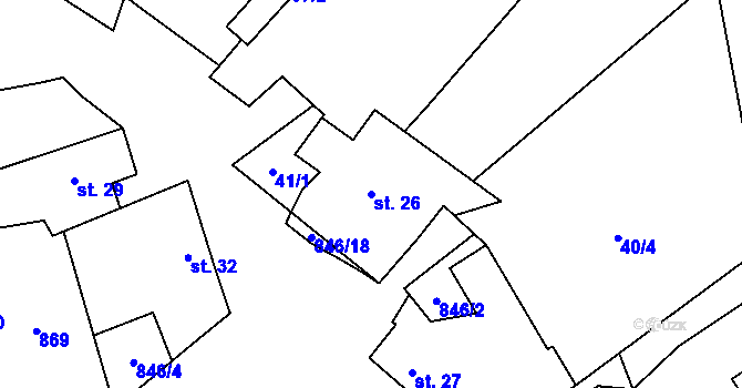 Parcela st. 26 v KÚ Lhotice u Jemnice, Katastrální mapa